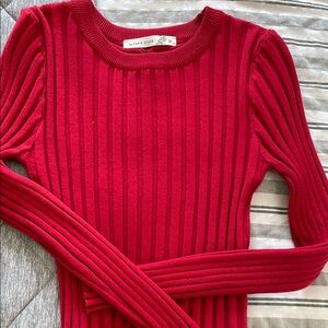 Altar'd State Vibrant Red Ribbed Sweater
